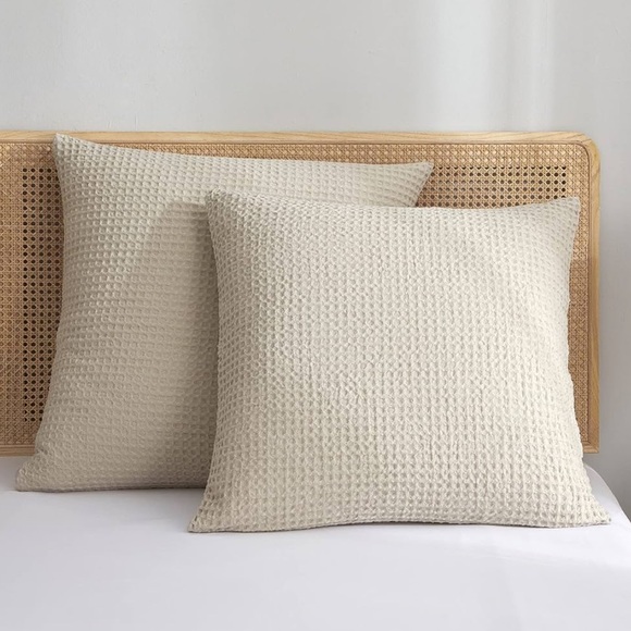 (4) Waffle Weave Euro Shams Throw Pillow Covers 26" x 26" • No Inserts - Picture 7 of 7